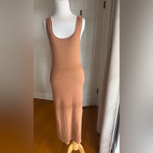 The Drop Medium Sleeveless Tan Earth Midi Dress